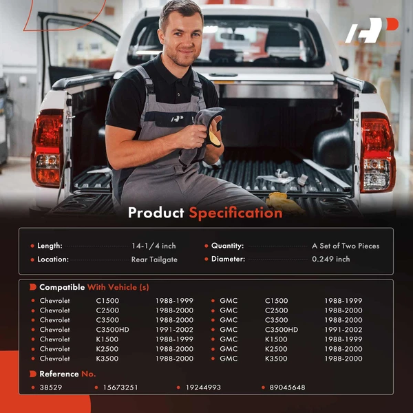 2 Pcs Tailgate Support Cable for Chevrolet C1500 C2500 C3500 K1500 GMC