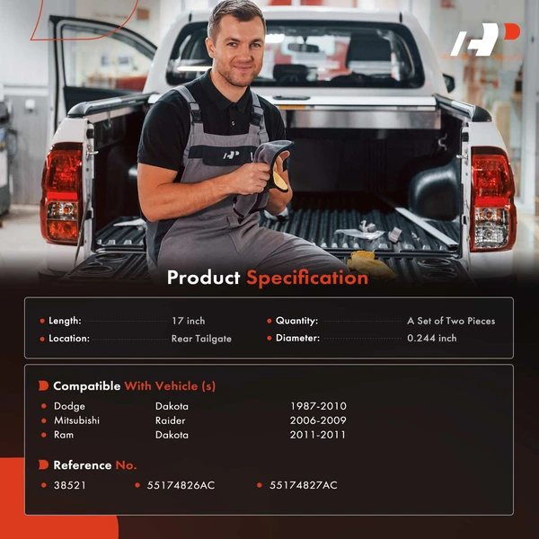 2 Pcs Tailgate Support Cable for Dodge Dakota 1987-2010 Mitsubishi Ram