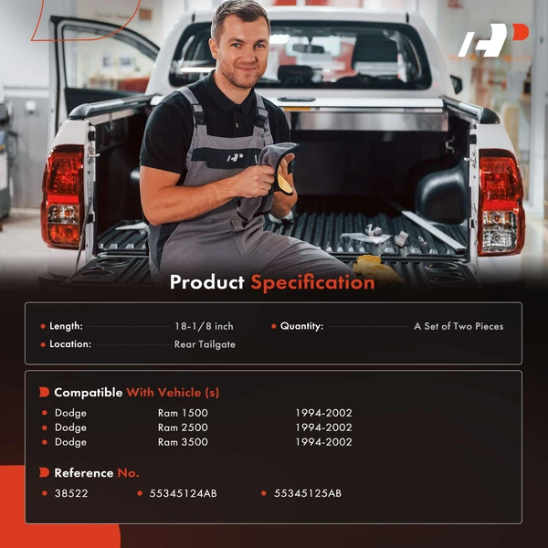 2 Pcs Rear Tailgate Support Cable for Dodge Ram 1500 2500 3500 1994-2002