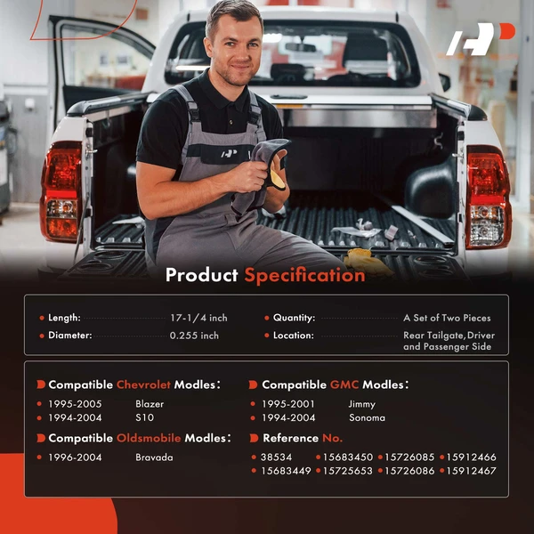 2 Pcs Tailgate Support Cable for Chevy Blazer 95-05 S10 GMC Jimmy Olds