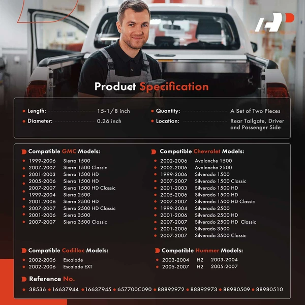 2 Pcs Rear Tailgate Support Cable for Chevy Silverado Hummer H2 GMC