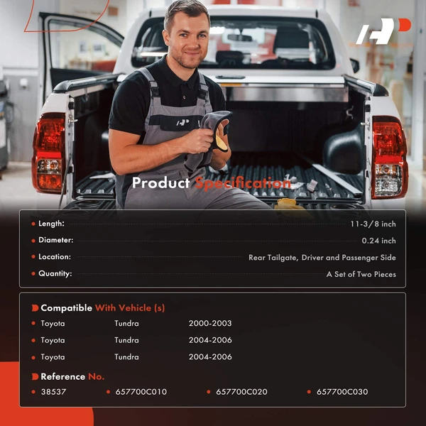 2 Pcs Rear Tailgate Support Cable for Toyota Tundra 2000-2006