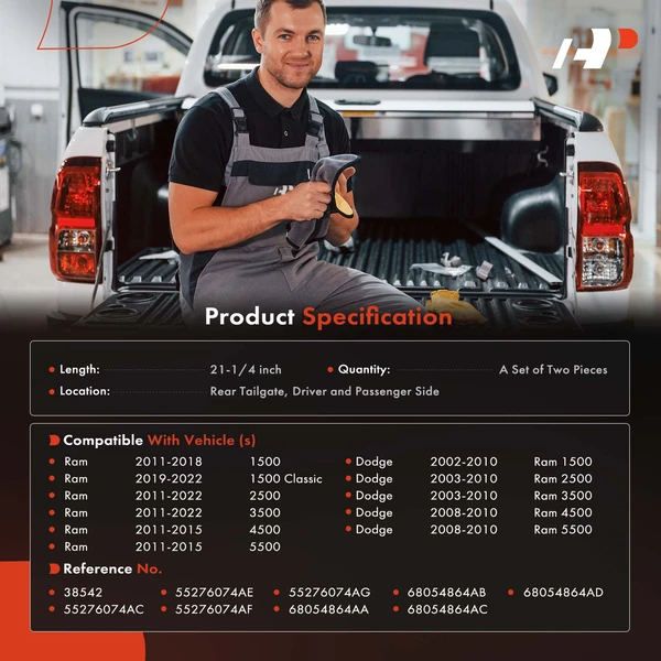 2 Pcs Rear Tailgate Support Cable for Dodge Ram 1500 2500 3500 4500 5500