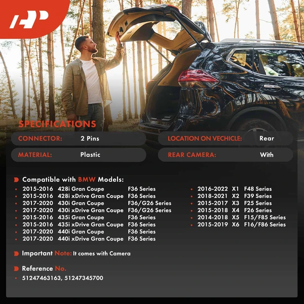 Rear Trunk Hatch Tailgate Handle Switch with Camera for BMW 4 Series X1 X2 X3 X4