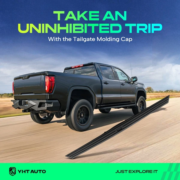 Center Upper Black Tailgate Molding with Release Button for Ford F-150 2015-2020