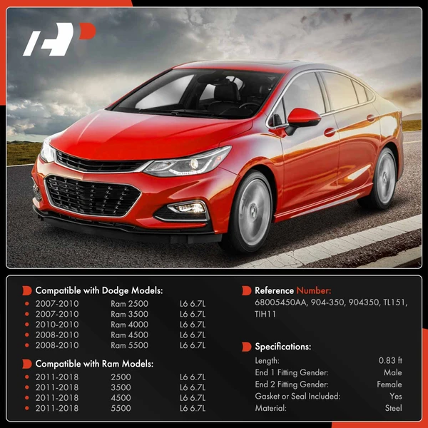 Turbocharger Oil Return Line for Ram 2500 3500 2011-2018 Dodge Ram 2500 2007-2010