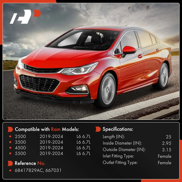 Intercooler to Engine Turbocharger Intercooler Hose for Ram 2500 3500 L6 6.7L