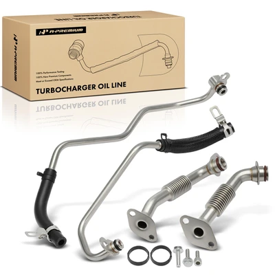 4 Pcs Driver & Passengeer Turbocharger Oil Return Line