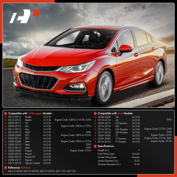 Supply Turbocharger Coolant Line for VW Jetta Passat Golf Audi A3 TT Q3 L4 2.0L