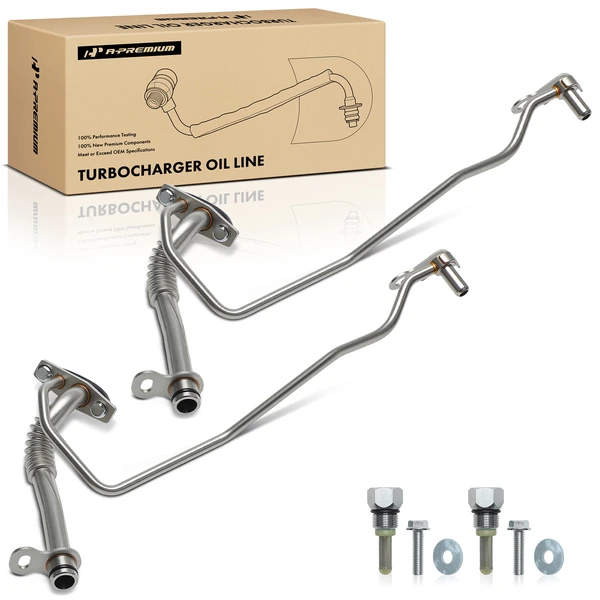 2 Pcs Driver & Passenger Lower Turbocharger Oil Line for Ford F-150 Expedition Lincoln