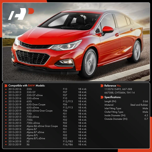 Return Driver Turbocharger Coolant Line for BMW X5 X6 550i 650i 750i Alpina B7