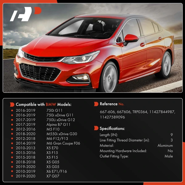 Return Driver Turbocharger Oil Line for BMW X5 750i Alpina B7 M5 M6 750i xDrive