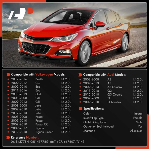 Supply (Upper) Turbocharger Oil Line for Volkswagen Jetta Passat Golf Audi A3