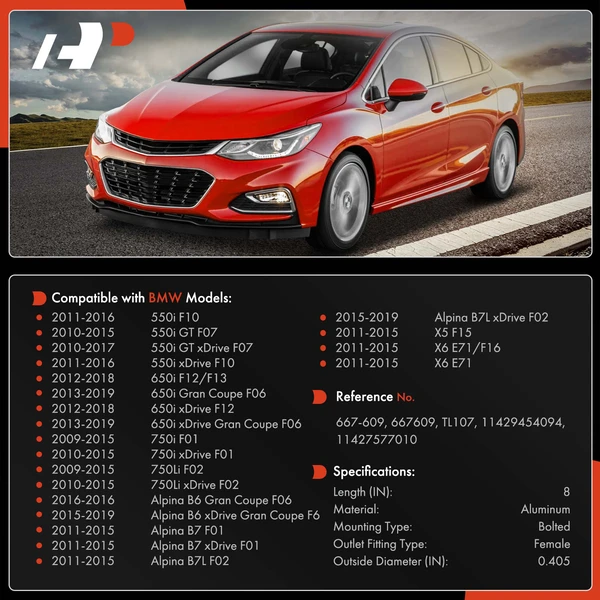 Passenger Turbocharger Oil Return Tube for BMW X5 X6 550i 650i 750i 750Li