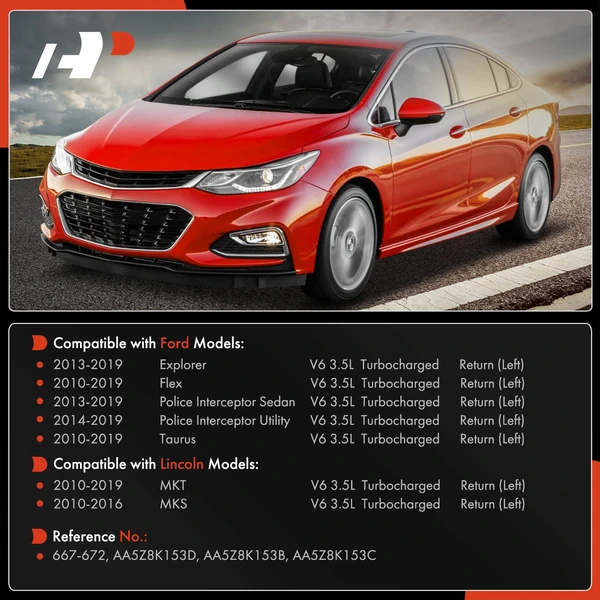 Driver Turbocharger Coolant Line for Ford Explorer Flex Taurus Lincoln MKS V6 3.5L