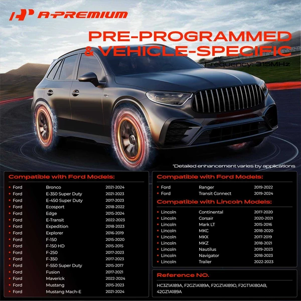 4-Pc Pre-Programmed TPMS Tire Pressure Monitoring System Sensor 315 MHz A-Premium APTPMS236