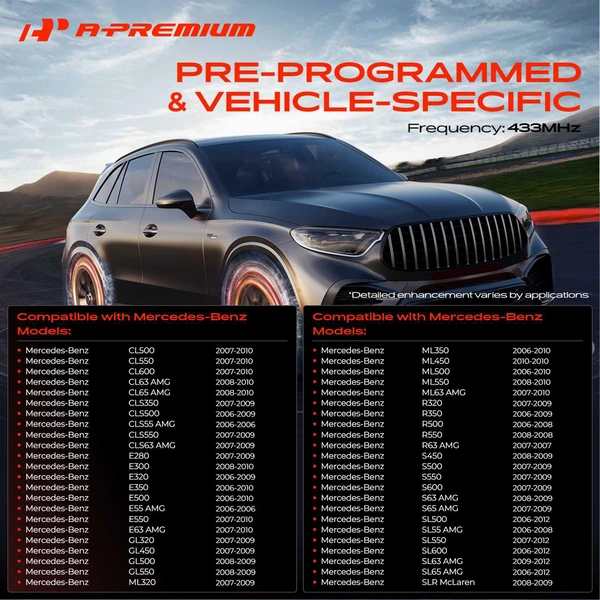 4-Pc Pre-Programmed TPMS Tire Pressure Monitoring System Sensor 433 MHz A-Premium APTPMS181