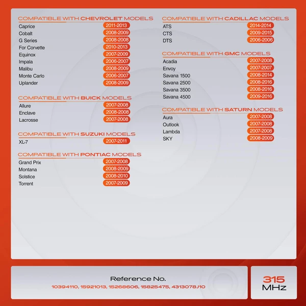 4-Pc Pre-Programmed TPMS Tire Pressure Monitoring System Sensor 315 MHz A-Premium APTPMS191