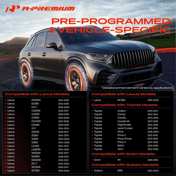 4-Pc Pre-Programmed TPMS Tire Pressure Monitoring System Sensor 315 MHz A-Premium APTPMS210