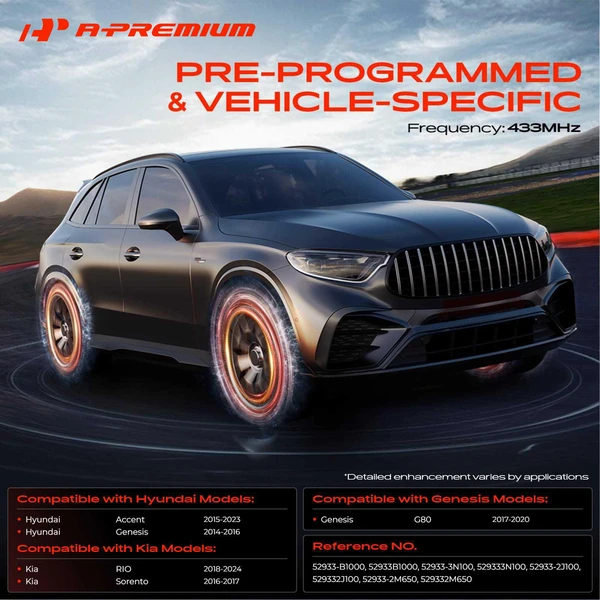 4-Pc Pre-Programmed TPMS Tire Pressure Monitoring System Sensor 433 MHz A-Premium APTPMS211