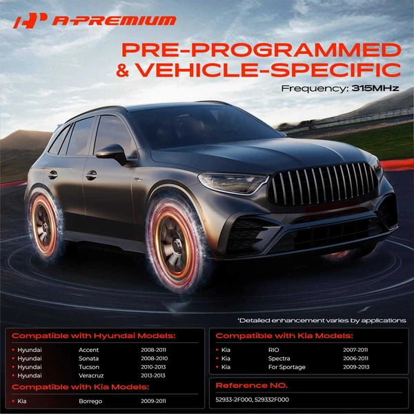 4-Pc Pre-Programmed TPMS Tire Pressure Monitoring System Sensor 315 MHz A-Premium APTPMS214