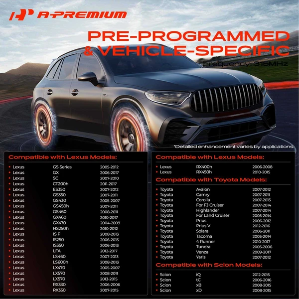 4-Pc Pre-Programmed TPMS Tire Pressure Monitoring System Sensor 315 MHz A-Premium APTPMS218