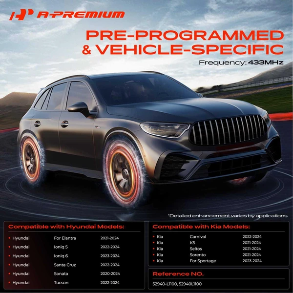 4-Pc Pre-Programmed TPMS Tire Pressure Monitoring System Sensor 433 MHz A-Premium APTPMS244