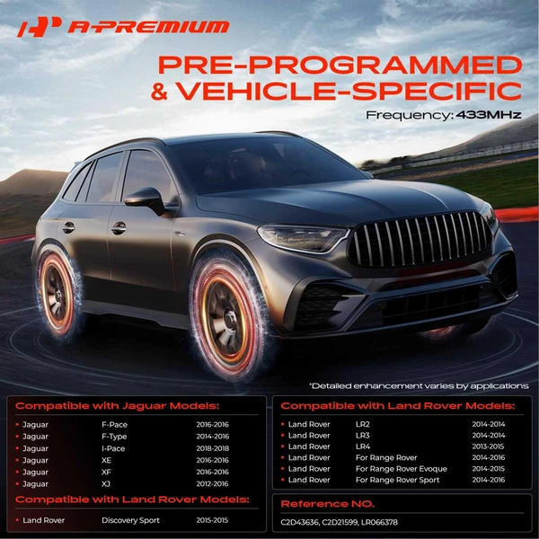 4-Pc Pre-Programmed TPMS Tire Pressure Monitoring System Sensor 433 MHz A-Premium APTPMS249