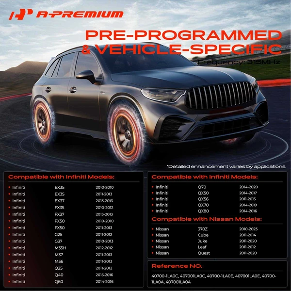 4-Pc Pre-Programmed TPMS Tire Pressure Monitoring System Sensor 315 MHz A-Premium APTPMS251