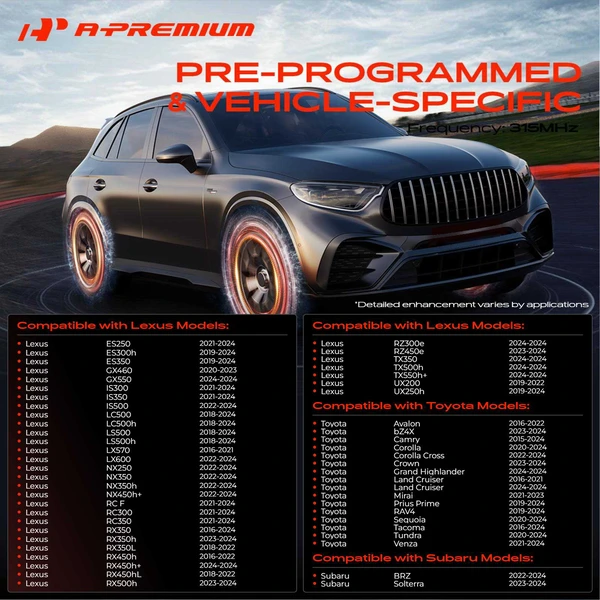 4-Pc Pre-Programmed TPMS Tire Pressure Monitoring System Sensor 315 MHz A-Premium APTPMS262