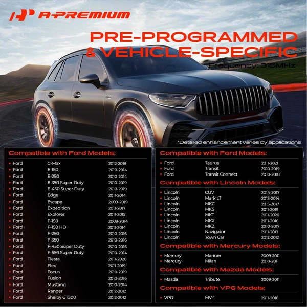 4-Pc Pre-Programmed TPMS Tire Pressure Monitoring System Sensor 315 MHz A-Premium APTPMS266