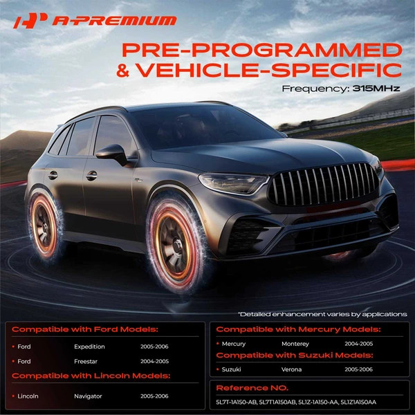 4-Pc Pre-Programmed TPMS Tire Pressure Monitoring System Sensor 315 MHz A-Premium APTPMS291