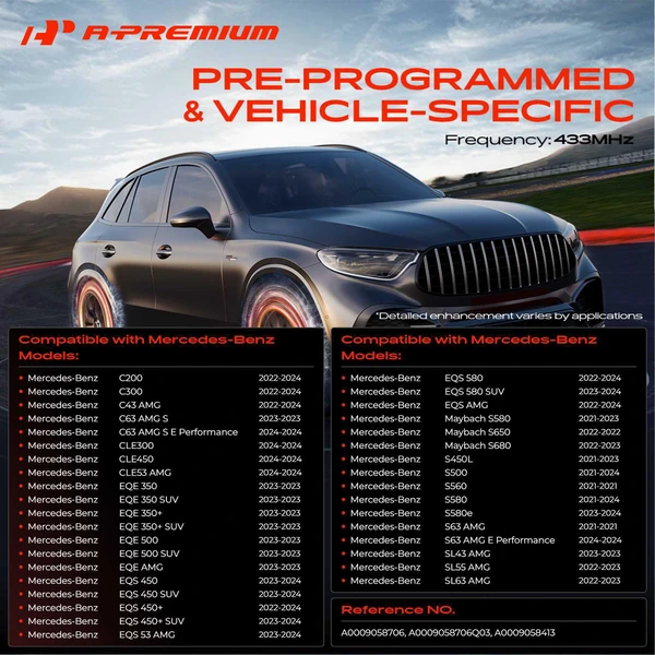 4-Pc Pre-Programmed TPMS Tire Pressure Monitoring System Sensor 433 MHz A-Premium APTPMS294