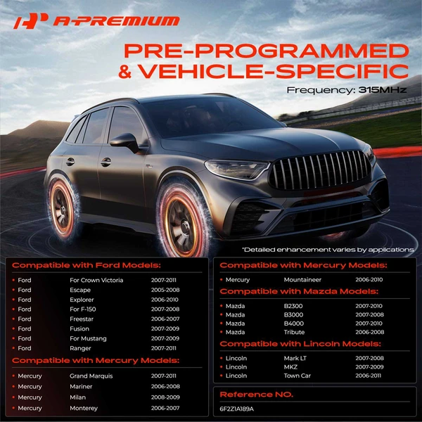 4-Pc Pre-Programmed TPMS Tire Pressure Monitoring System Sensor 315 MHz A-Premium APTPMS300