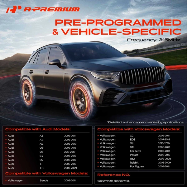 4-Pc Pre-Programmed TPMS Tire Pressure Monitoring System Sensor 315 MHz A-Premium APTPMS307