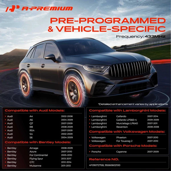 4-Pc Pre-Programmed TPMS Tire Pressure Monitoring System Sensor 433 MHz A-Premium APTPMS308