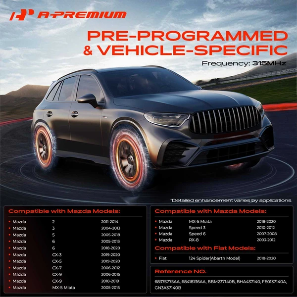 4-Pc Pre-Programmed TPMS Tire Pressure Monitoring System Sensor 315 MHz A-Premium APTPMS315