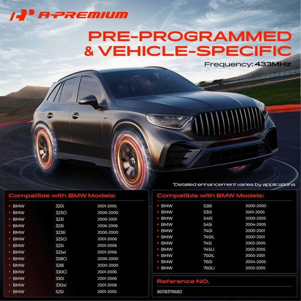 4-Pc Pre-Programmed TPMS Tire Pressure Monitoring System Sensor 433 MHz A-Premium APTPMS318