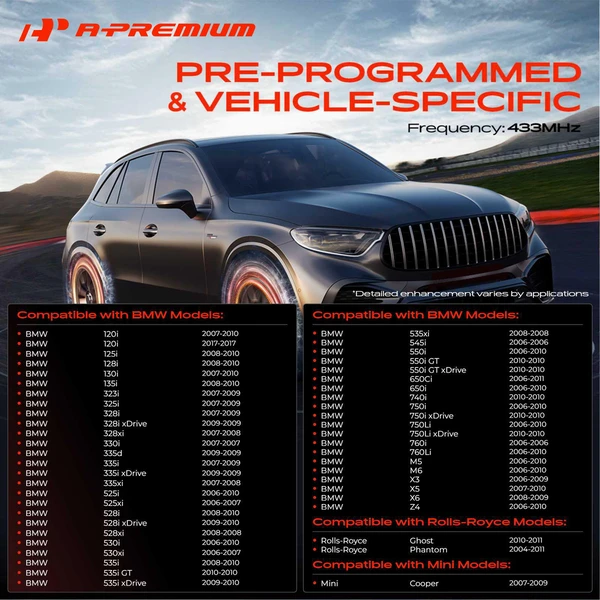 4-Pc Pre-Programmed TPMS Tire Pressure Monitoring System Sensor 433 MHz A-Premium APTPMS326