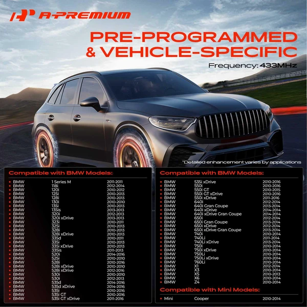 4-Pc Pre-Programmed TPMS Tire Pressure Monitoring System Sensor 433 MHz A-Premium APTPMS330