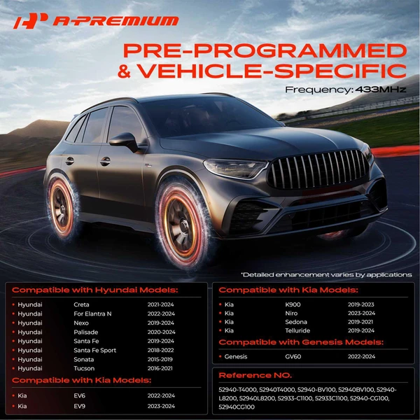 4-Pc Pre-Programmed TPMS Tire Pressure Monitoring System Sensor 433 MHz A-Premium APTPMS333