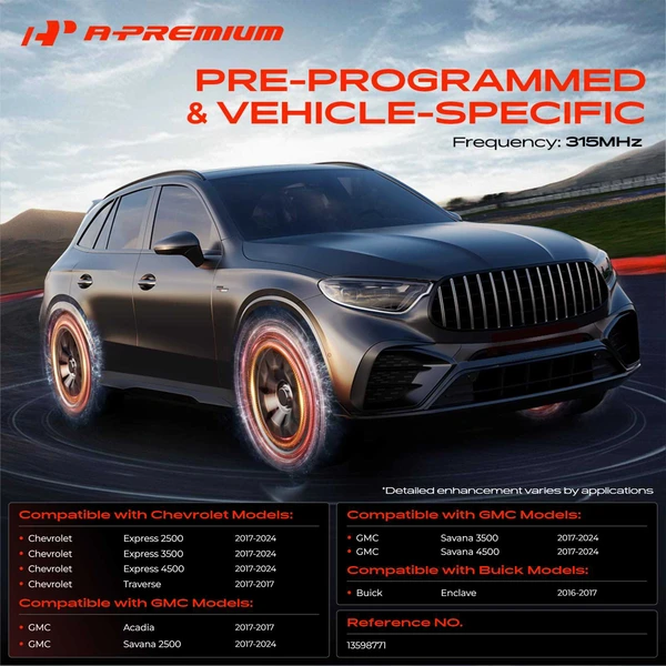 4-Pc Pre-Programmed TPMS Tire Pressure Monitoring System Sensor 315 MHz A-Premium APTPMS334