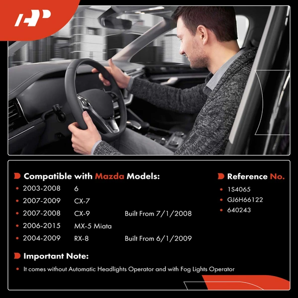 Turn Signal Switch with Fog Lights for Mazda 6 2003-2008 CX-9 MX-5 Miata CX-7 RX-8