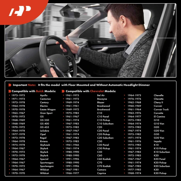 A-Premium APTSS350 Headlight Dimmer Switch Floor Mounted