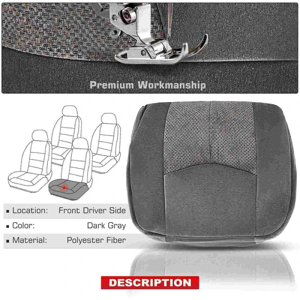 Front Driver Seat Cover for Chevrolet Silverado 1500 2500 3500 Dark Gray