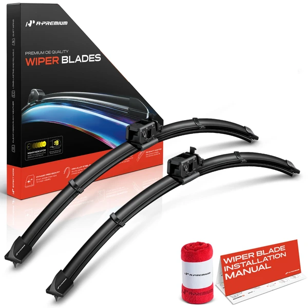 2-Pc 24″ + 22″ Beam Windshield Wiper Blades All Season, Quiet, Streak Free A-Premium APWB279