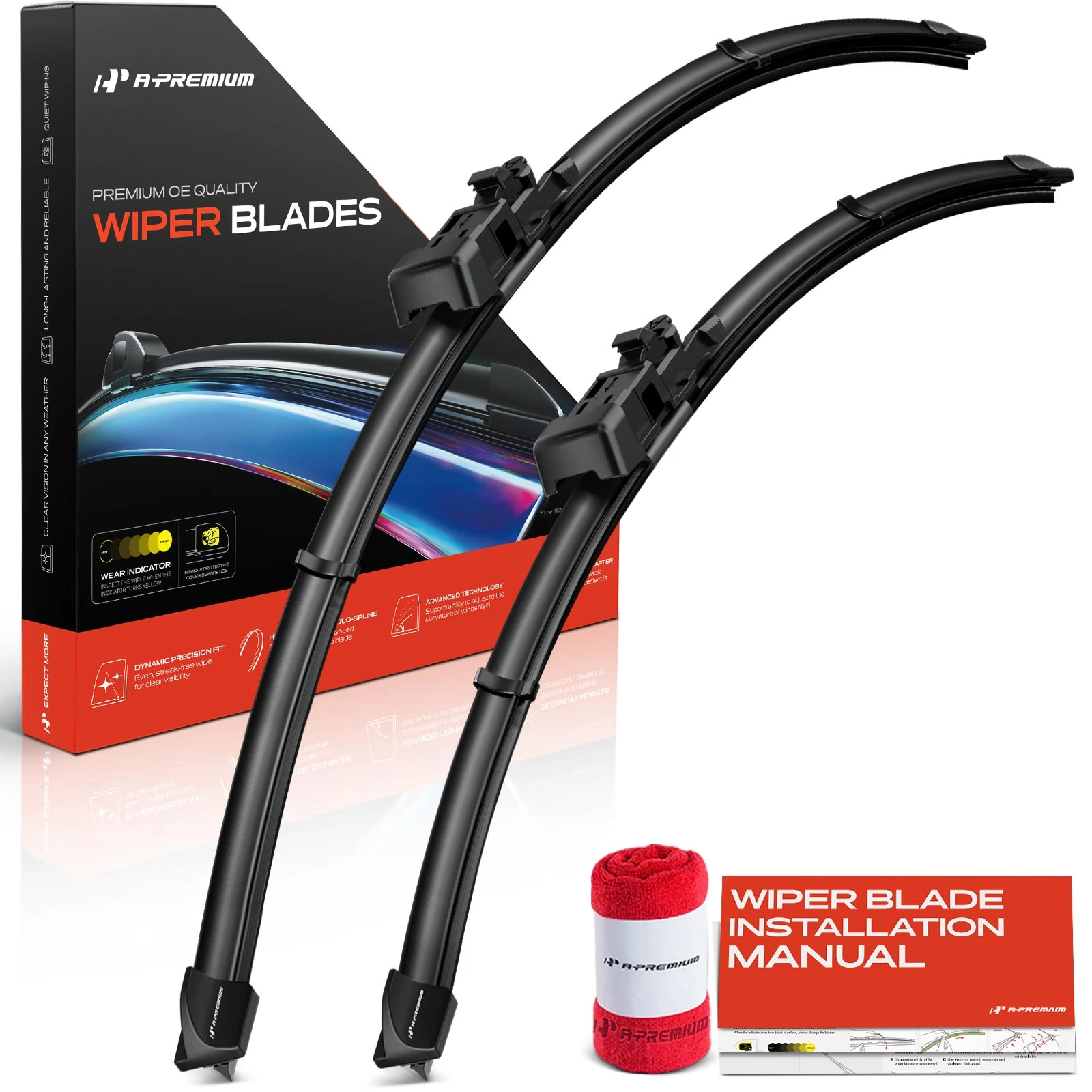 The A-premium 2-Pc 26″ + 22″ Beam Windshield Wiper Blade All Season, Quiet, Streak Free A-Premium APWB289 Image 