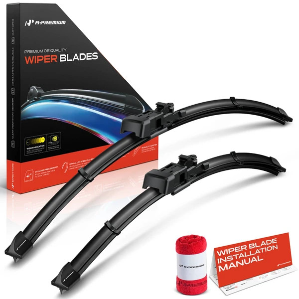 2-Pc 24″ + 17″ Beam Windshield Wiper Blade All Season, Quiet, Streak Free A-Premium APWB006