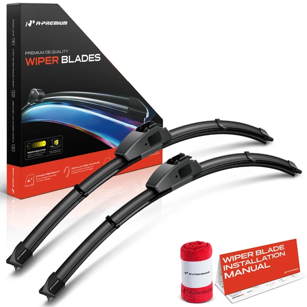 2-Pc 22″ + 24″ Beam Windshield Wiper Blades All Season, Quiet, Streak Free A-Premium APWB014