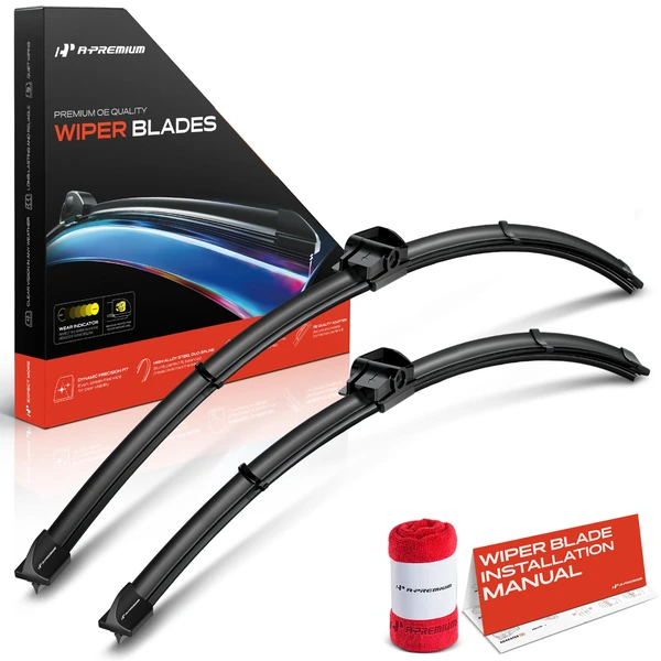 2-Pc 26″ + 19″ Beam Windshield Wiper Blade All Season, Quiet, Streak Free A-Premium APWB012